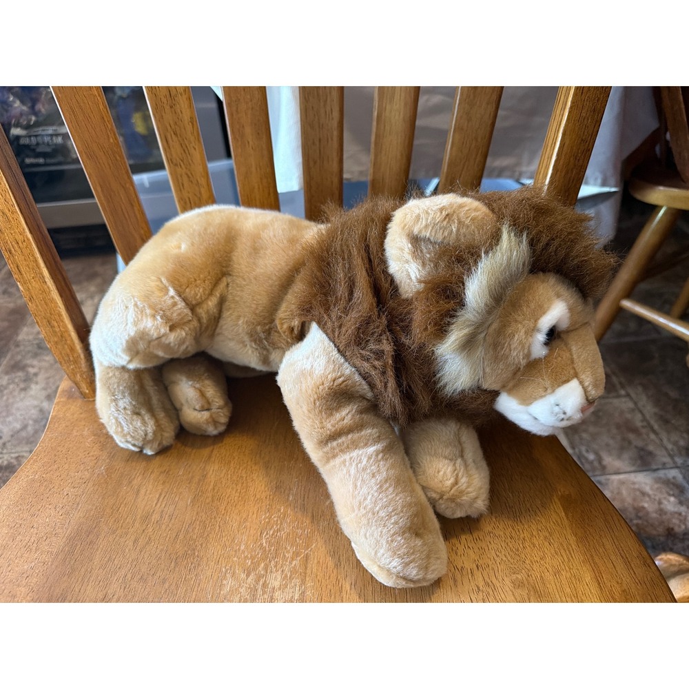 Animal Alley Toys R Us Realistic Lion Plush Stuffed Animal 2000 Vintage Tan Lion